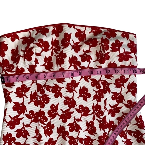 Phoebe Couture Women’s Red White Cherry‎ Print Beaded Strapless Dress Sz 8 - Picture 9 of 11